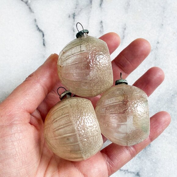 Vintage Lot 3 Glass Indent Unsilvered BALL STAR Feather Tree Christmas Ornament - Picture 2 of 7